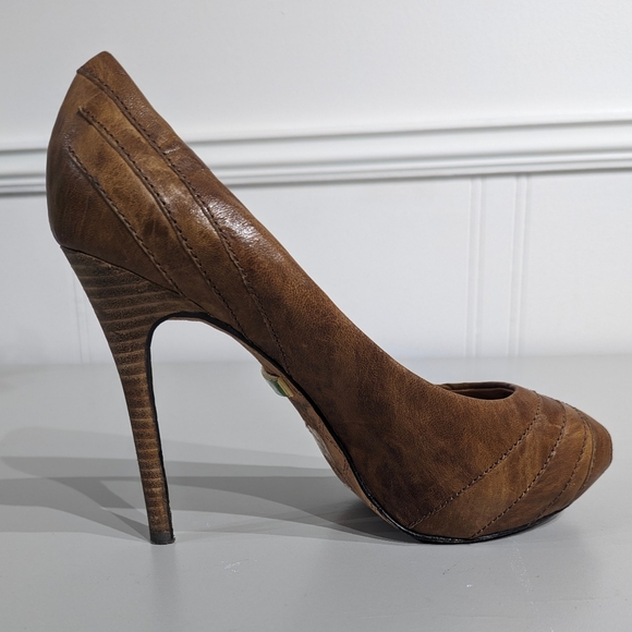 L.A.M.B brown leather peeptoe stilletto - Picture 9 of 12